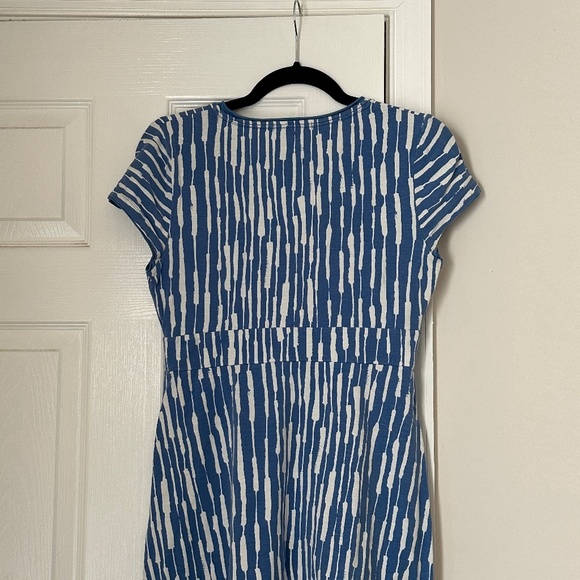 Boden Cap Sleeve Dress Size 6 Regular Cotton Striped Abstract Blue White Jersey - Picture 3 of 7